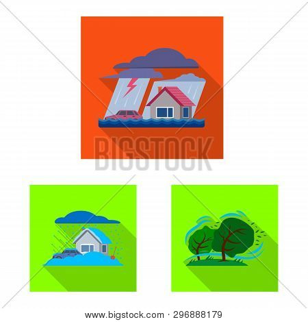 Vector Illustration Of Natural And Disaster Sign. Collection Of Natural And Risk Stock Vector Illust