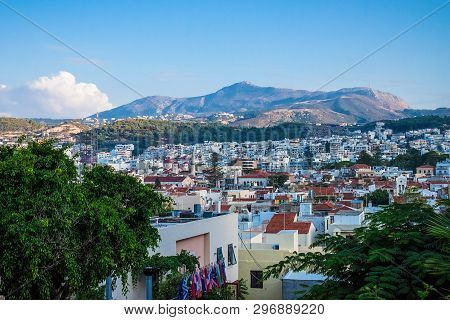 Rethymnon, Crete, Greece - August 15, 2015: View From The Fortress Of Fortezza To The City Of Rethym