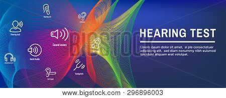 Hearing Test Web Header Banner W Sound Wave Images Set