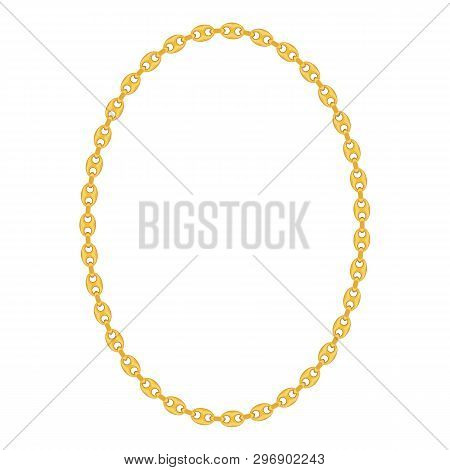 Gold Chain Jewelry On White Background.  Illustration.