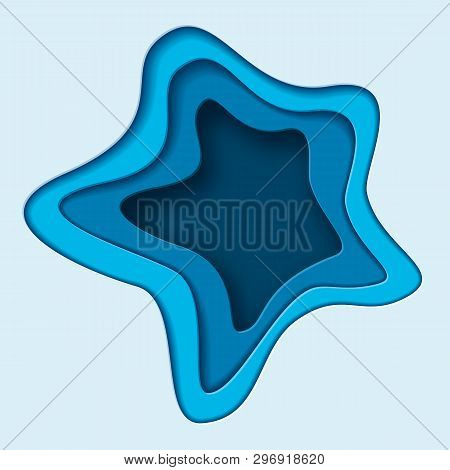 Blue Cut Out Paper Effect Abstract Background. Square Vector Design Layout, Banner Templates.