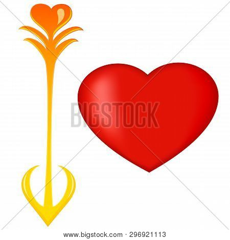 Arrow And Heart Isolated On White Background. Vector Illustration.