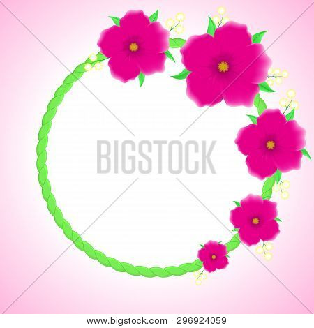 Beautiful Card With Pink Flowers. Vector Illustration.