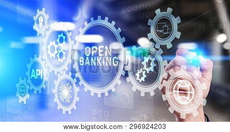 Open Banking Financial Technology Fintech Concept On Virtual Screen.