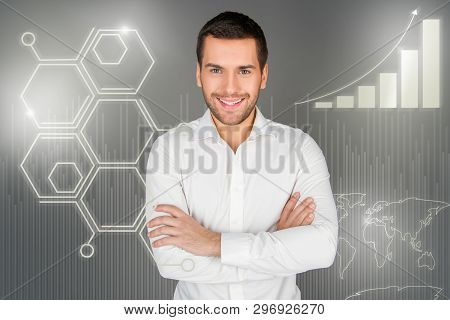 Close Up Mixed Creative Design Stylized Graphic Virtual Poster Photo Confident He Him His Business G
