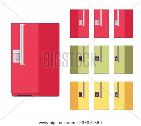 Fridge Bright Set, Kitchen Equipment. Refrigerator To Keep Cool, Appliance To Store Food And Drink F