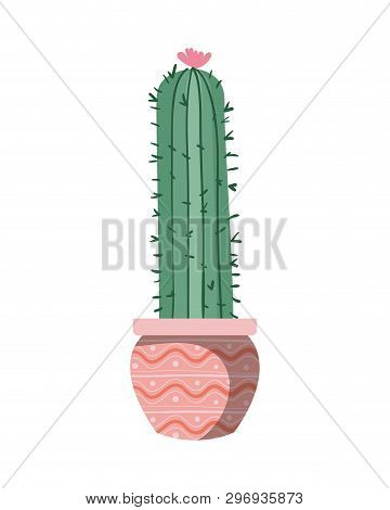 Cactus With Potted Isolated Icon Vector Illustration Design