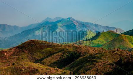 Landscape War Elephants Hills View Point In Thong Pha Phum National Park.