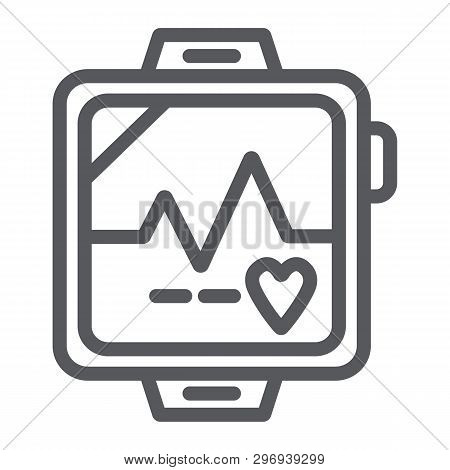 Pulsometer Line Icon, Heart And Cardio, Heartbeat Sign, Vector Graphics, A Linear Pattern On A White