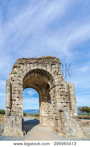 Arch Of Caparra, Ancient Roman City Of Caparra In Extremadura, Spain