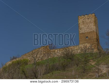 Castle Gleichen In Germany With Blue Sky And Green Grass In Spring Time