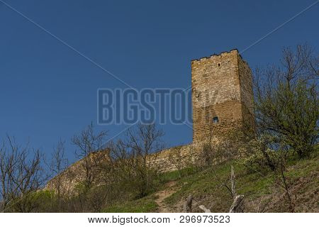 Castle Gleichen In Germany With Blue Sky And Green Grass In Spring Time