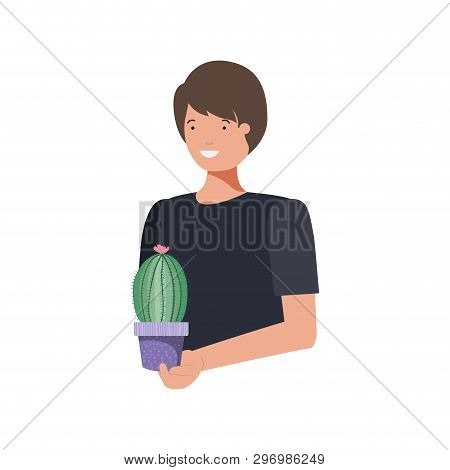 Man With Cactus Avatar Character Vector Illustration Design