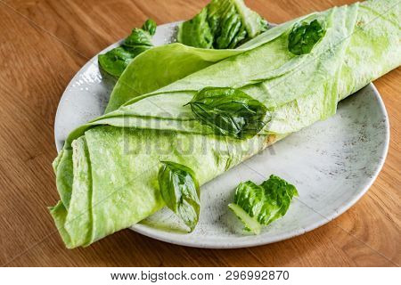 Lavash with basil (soft, thin unleavened flatbread)