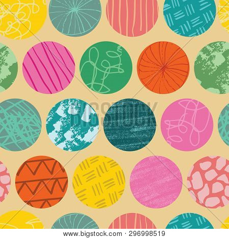 Doodle Circle Seamless Abstract Repeat Pattern. Great For Textile Design Or Surface Pattern Design.