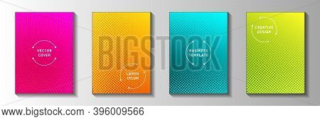 Elegant Dot Screen Tone Gradation Title Page Templates Vector Set. Scientific Journal Faded Screen T