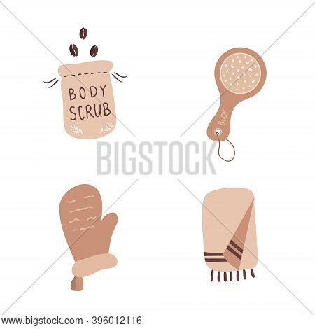 Anti-cellulite Massage. Peeling Skin With Loofah And Cactus Brush.