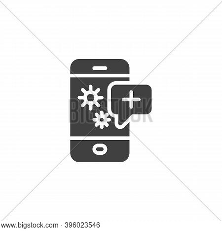 Mobile Phone With Covid-19 Positive Result Vector Icon. Filled Flat Sign For Mobile Concept And Web 