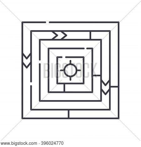 Maze Labirinth Icon, Linear Isolated Illustration, Thin Line Vector, Web Design Sign, Outline Concep
