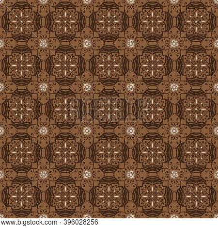 Cute Flower Motifs On Jepara Batik With Modern Brown Color Design.