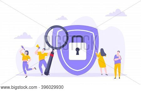Privacy Policy Personal Data Protection Business Concept. Safe Using Interenet On The Work Metaphor 