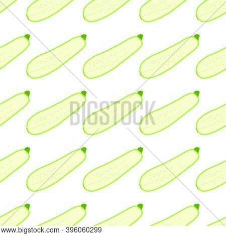 Illustration On Theme Of Bright Pattern Zucchini, Vegetable Squash For Seal. Vegetable Pattern Consi