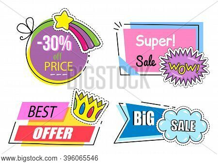 Set Of Super Sale Banners. Discount Poster Template. Big Sale Special Offer. End Of Season Special P