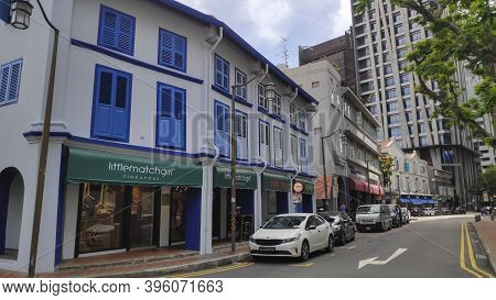 Singapore- 20 Nov, 2020: Street View Of Amoy Street In Singapore. Amoy Street Is A One-way Street Lo