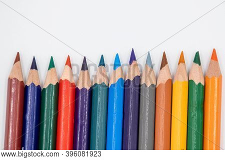 Colorful Pens On A Clean White Background