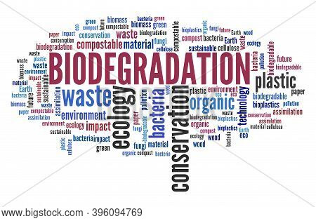 Biodegradation Concept Word Cloud Collage. Biodegradation Sign.