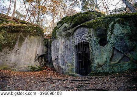 Monument Sandstone Rock Sculptures And Klacelka Cave Created By Vaclav Levy Between Libechov And Zel