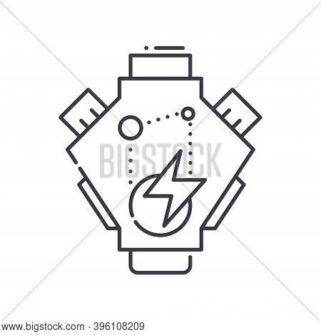 Engine Turnup Icon, Linear Isolated Illustration, Thin Line Vector, Web Design Sign, Outline Concept