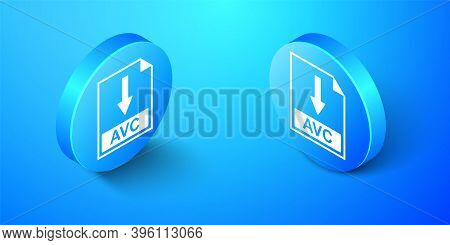 Isometric Avc File Document Icon. Download Avc Button Icon Isolated On Blue Background. Blue Circle 