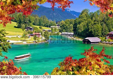 Konigssee Alpine Lake Coastline View, Berchtesgadener Land, Bavaria, Germany