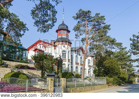 Zinnowitz, Germany - April 20, 2014: Old Villa   At The Promenade Of Zinnowitz, Usedom, Germany.