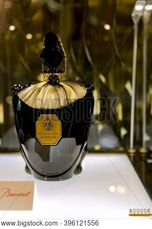 Europe, Paris, May, 2015 - Exclusive Perfume Guerlain In A Crystal Bottle Of Baccarat At The Galerie
