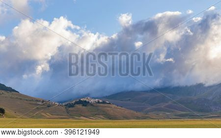 Castelluccio village in National Park Monte Sibillini, Umbria region, Italy