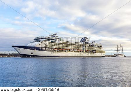 Arrecife, Spain - November 11, 2014: Sea Cloud 2 And Celebrity Constellation Anchor In The New Harbo