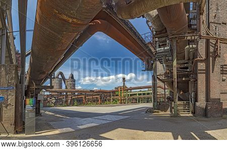 Duisburg, Germany - May 15, 2018: Disused Blast Furnace Plant In Duisburg, Ruhr Area District Indust