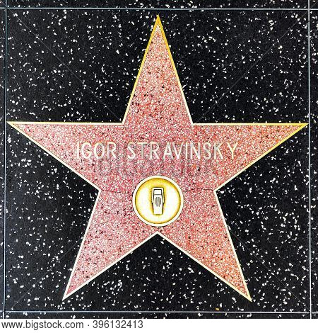Los Angeles, Usa - Mar 17, 2019: Closeup Of Star On The Hollywood Walk Of Fame For Igor Stravinsky.