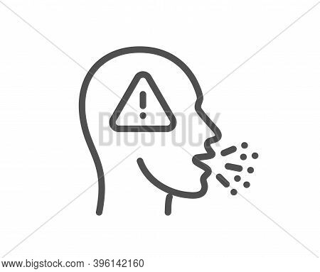 Cough Line Icon. Coronavirus Symptom Sign. Flu, Sneeze Or Pneumonie Symbol. Quality Design Element. 