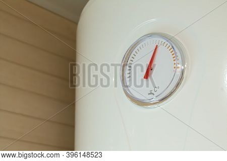 Heating House System Or Boiler Tempereture Panel Closeup