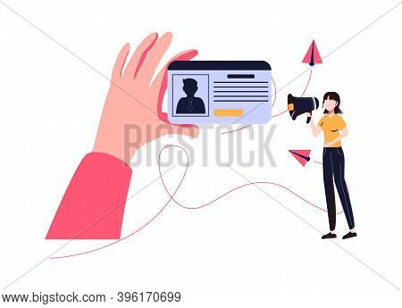 License As Legal Document For Identification Certificate Flat Tiny Persons Concept. Driving Licence 