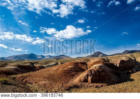 The Altai Mountains. The Landscape Of Nature On The Altai Mountains And In The Gorges Between The Mo