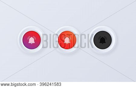 Notifications Call Icon Set. Bell Button, Sign, Badge In 3d Style. Ringing Bell. Sos Bell. Vector Il