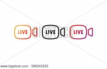 Live Stream Button Icon Set. Live Button In Social Media Concept. Layout Web Button Live Streaming. 