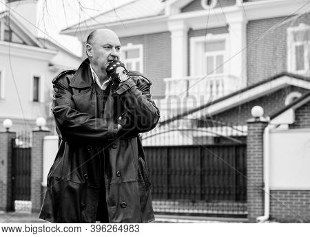 Senior Man In Grief And Sorrow. The Concept Of A Depressed Older Man, The Non-acceptance Of Oneself 