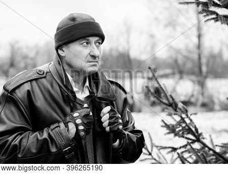 Senior Man In Grief And Sorrow. The Concept Of A Depressed Older Man, The Non-acceptance Of Oneself 