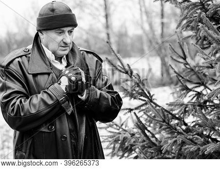 Senior Man In Grief And Sorrow. The Concept Of A Depressed Older Man, The Non-acceptance Of Oneself 