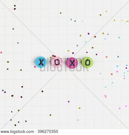 Hugs and kisses xoxo beads alphabet typography